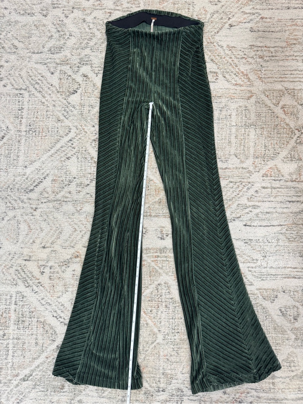 Free People Green Velvet Flare Pants